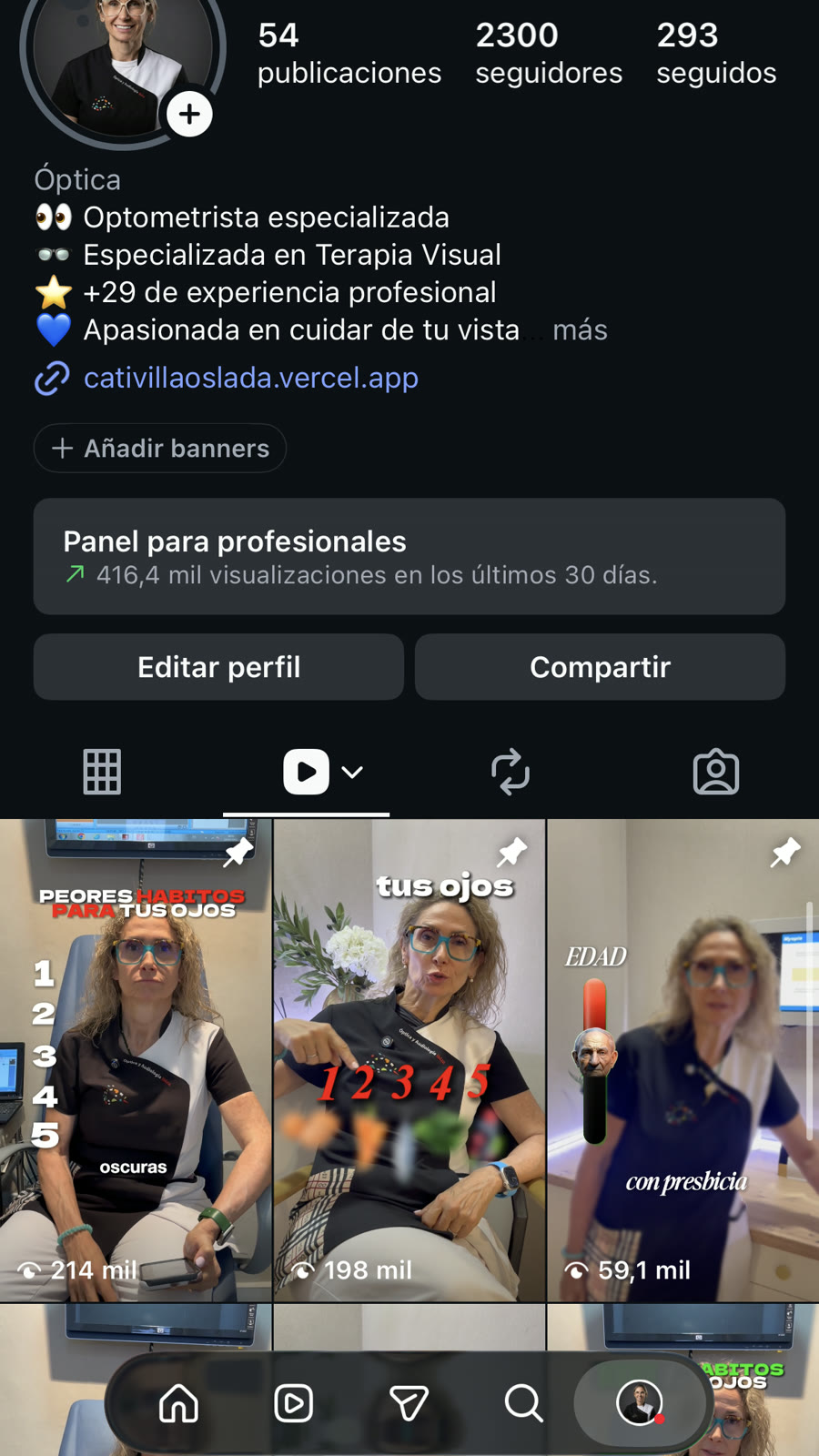 Instagram de Cati Villaoslada con +2.300 seguidores y vídeos virales